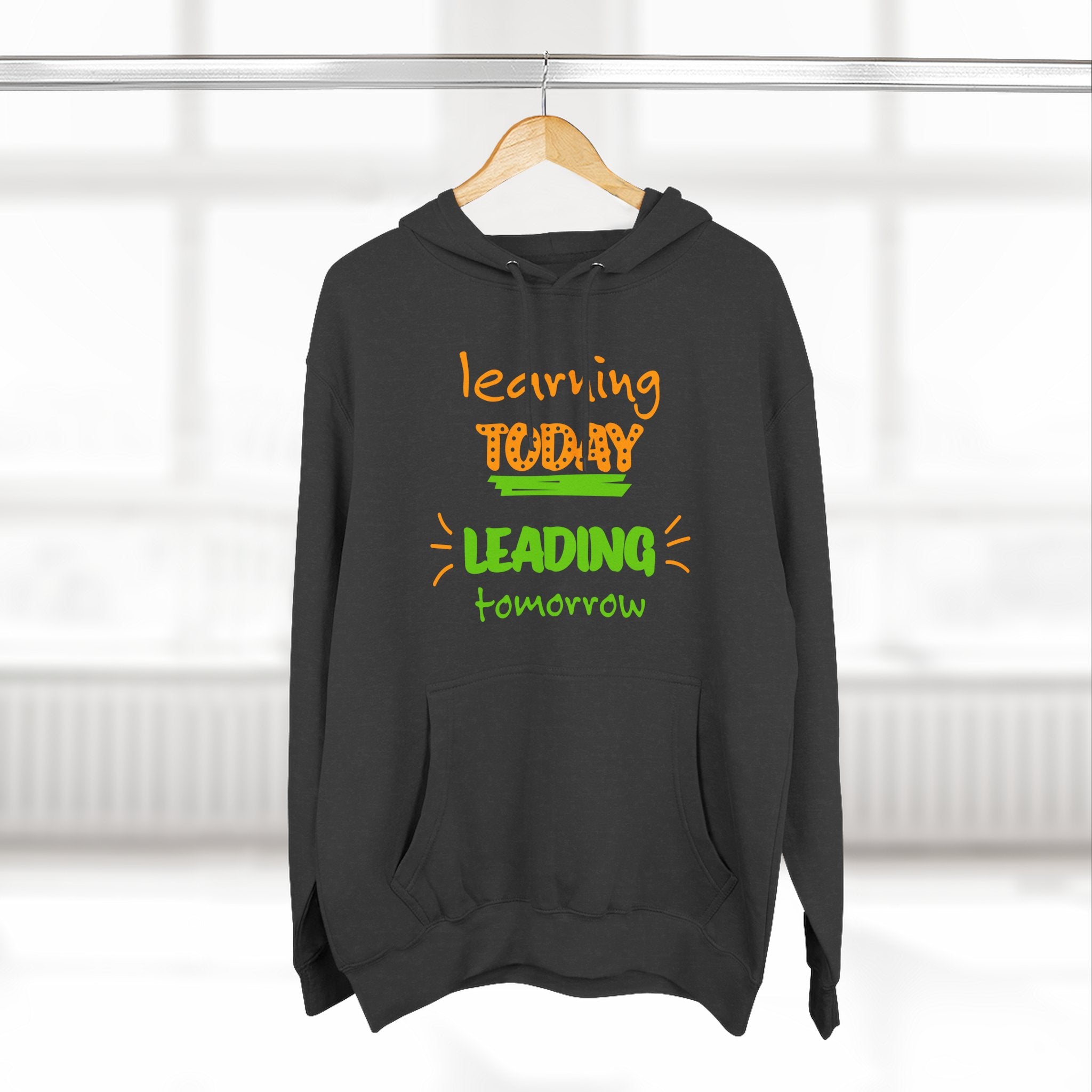 Hoodie - "Learning Today, Leading Tomorrow" Kids Inspirational Fleece Hoodie