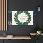 Canvas Wall Art - 'Glamour in Every Moment' Green Laurel Wreath