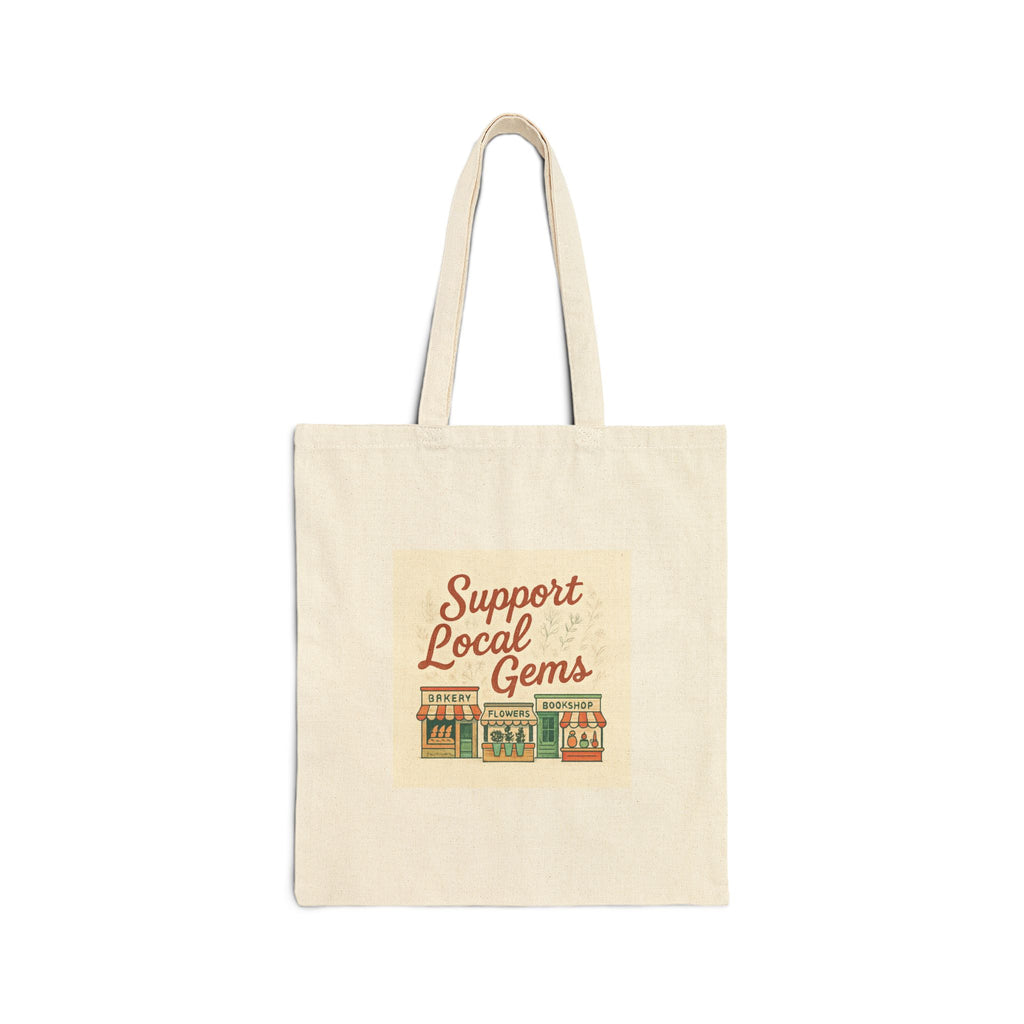 Support Local Gems Canvas Tote Bag — Eco-Friendly Market Shopper
