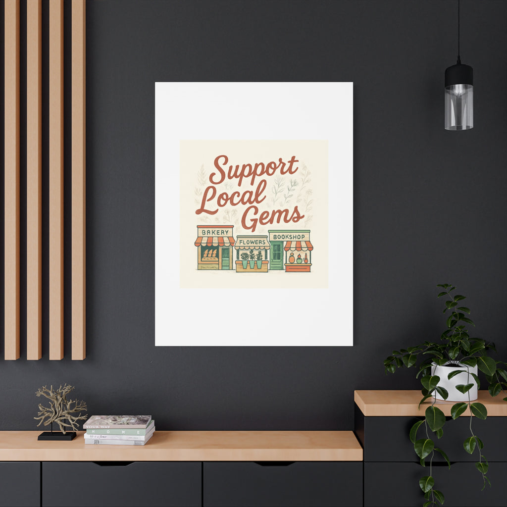 Support Local Gems Canvas Wall Art — Small Business Bakery Flowers Bookshop Print