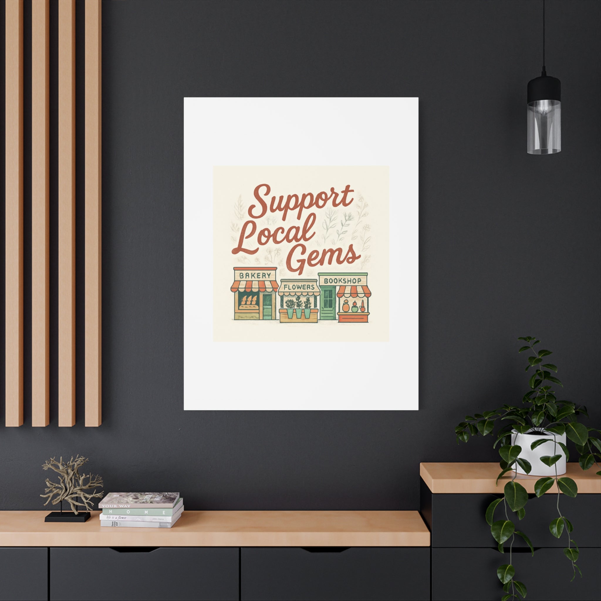 Support Local Gems Canvas Wall Art — Small Business Bakery Flowers Bookshop Print