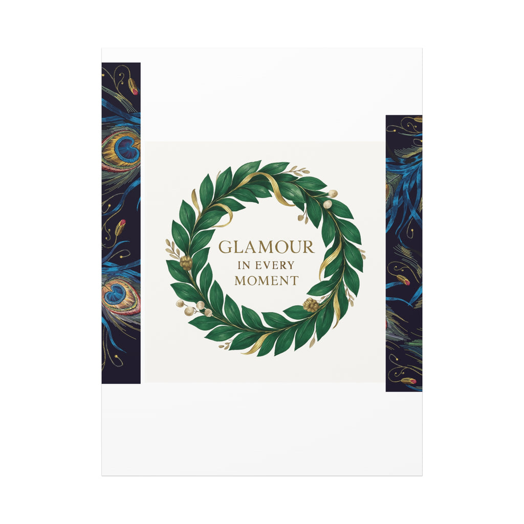 Canvas Wall Art - 'Glamour in Every Moment' Green Laurel Wreath