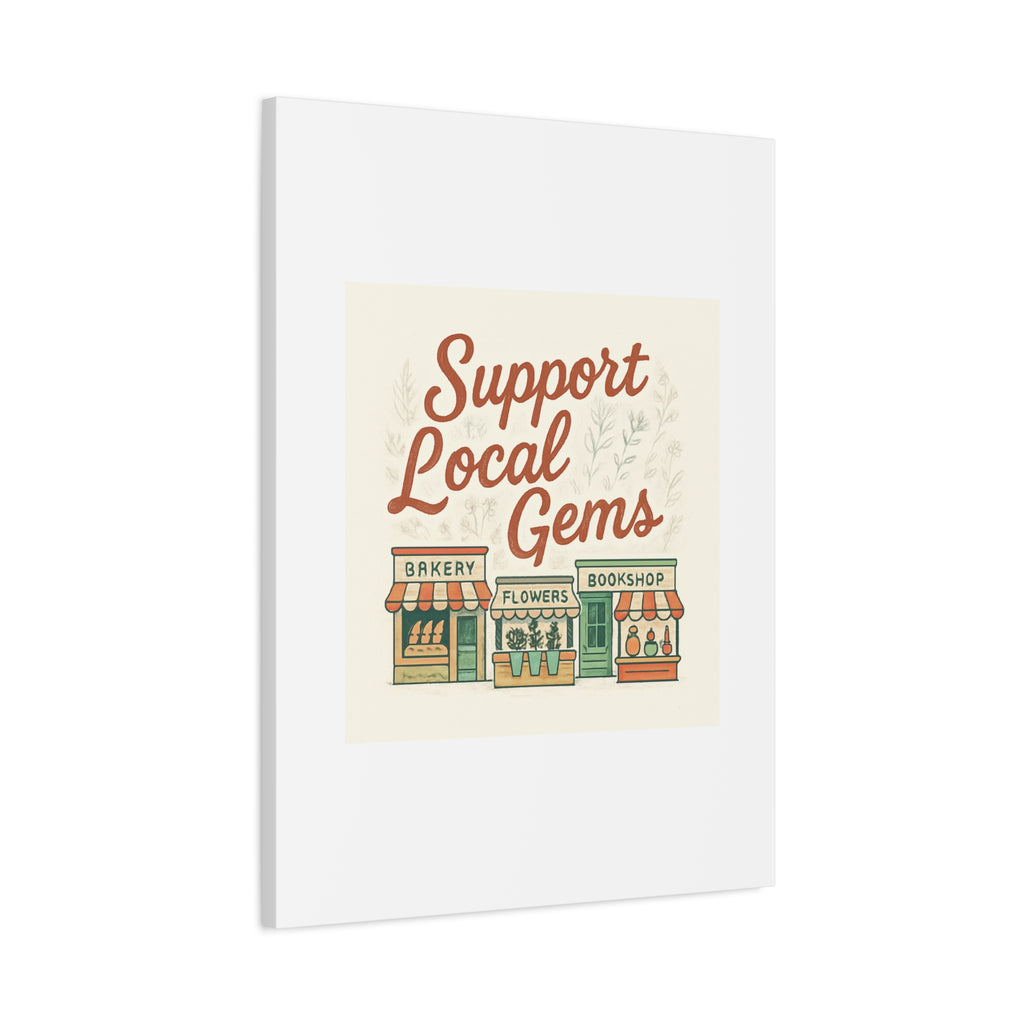 Support Local Gems Canvas Wall Art — Small Business Bakery Flowers Bookshop Print
