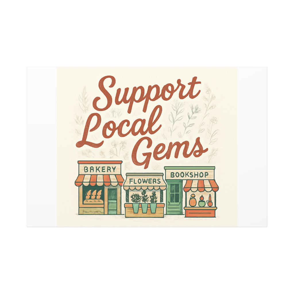 Support Local Gems Canvas Wall Art — Small Business Bakery Flowers Bookshop Print