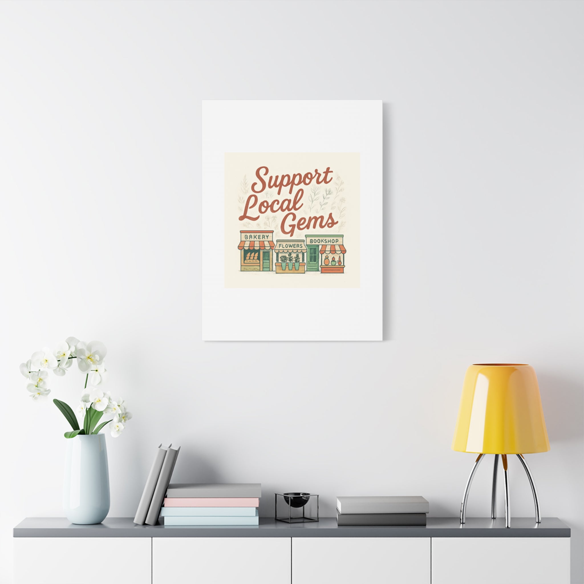 Support Local Gems Canvas Wall Art — Small Business Bakery Flowers Bookshop Print