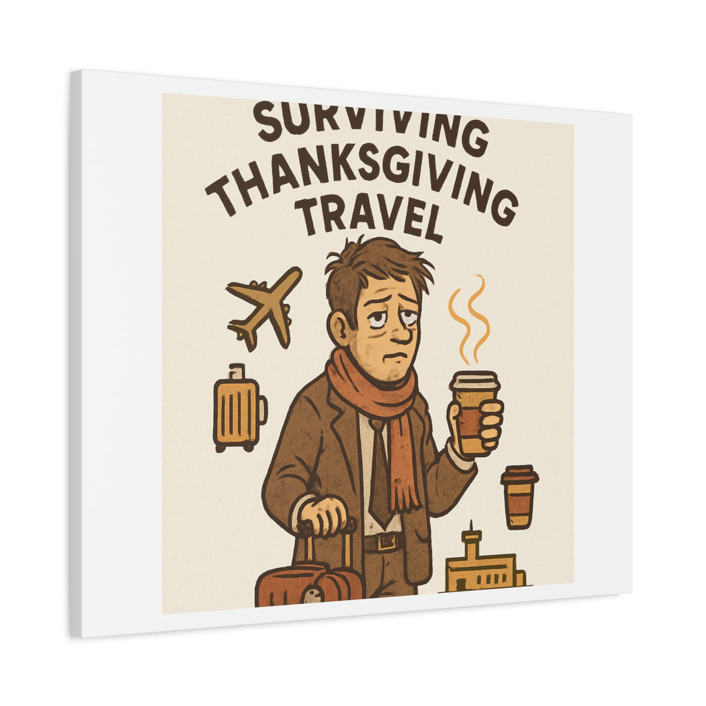 Surviving Thanksgiving Travel Canvas Art — Funny Travel Humor Wall Decor