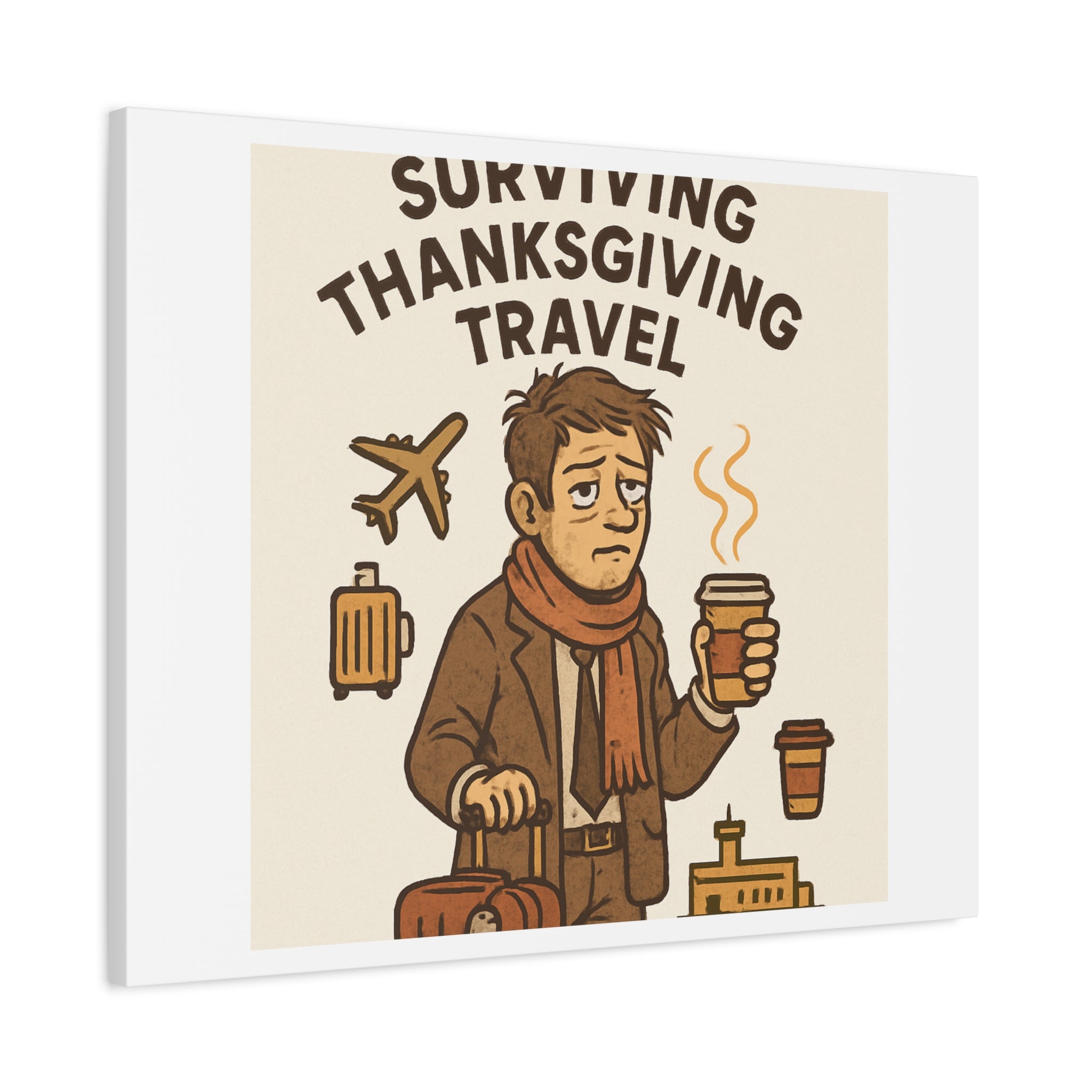 Surviving Thanksgiving Travel Canvas Art — Funny Travel Humor Wall Decor