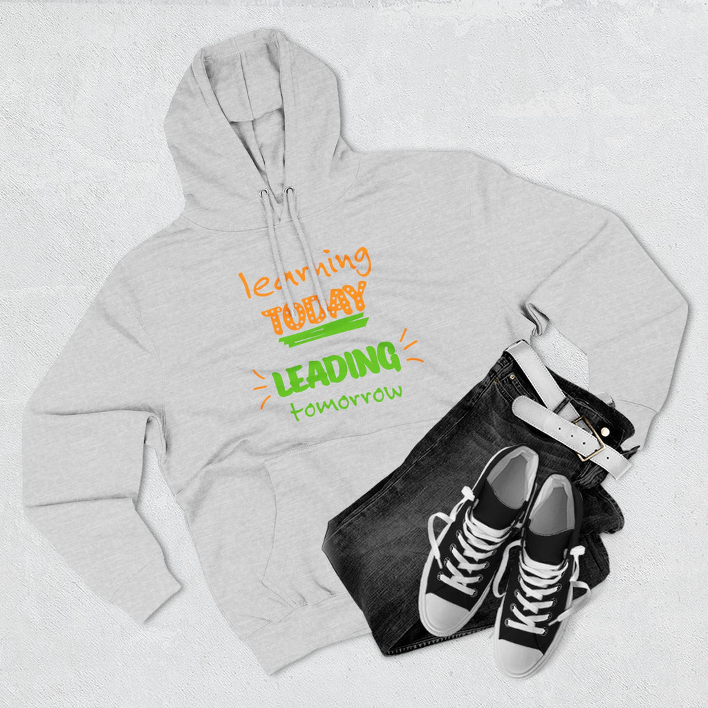 Hoodie - "Learning Today, Leading Tomorrow" Kids Inspirational Fleece Hoodie