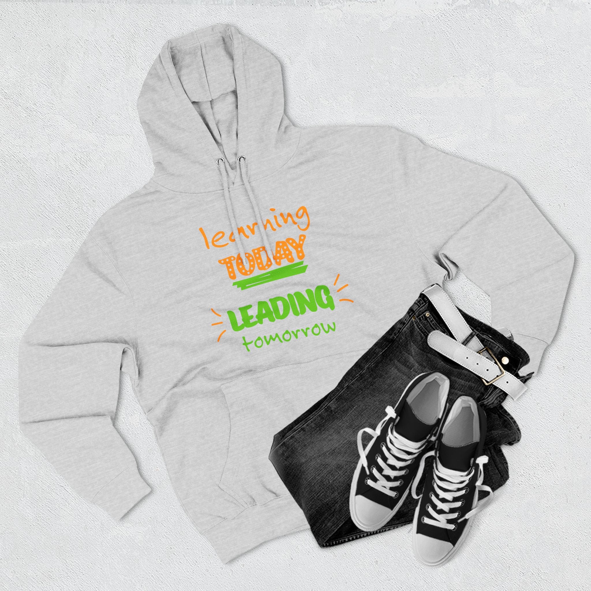 Hoodie - "Learning Today, Leading Tomorrow" Kids Inspirational Fleece Hoodie