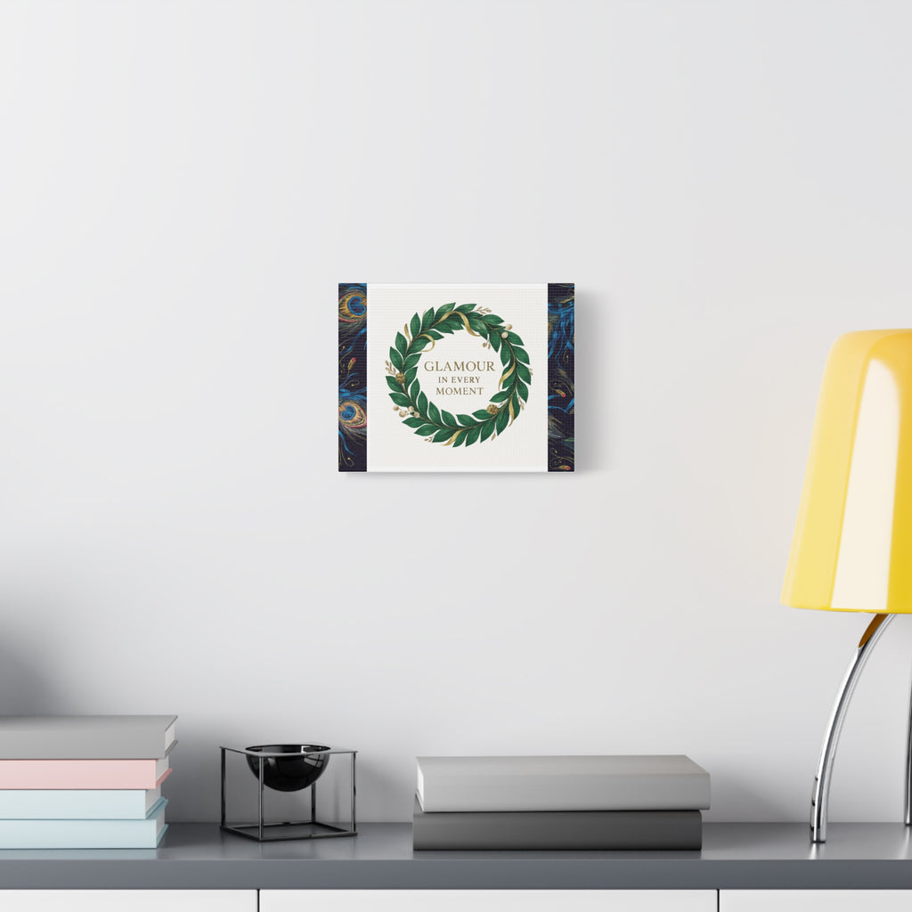 Canvas Wall Art - 'Glamour in Every Moment' Green Laurel Wreath