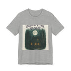 Embrace the Night Tee — Moonlit Cabin Graphic T-Shirt