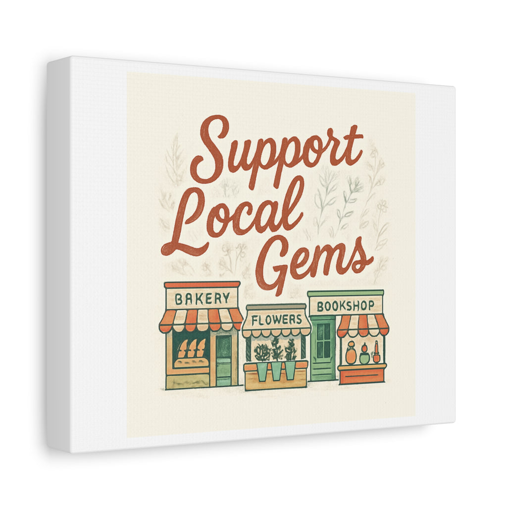 Support Local Gems Canvas Wall Art — Small Business Bakery Flowers Bookshop Print