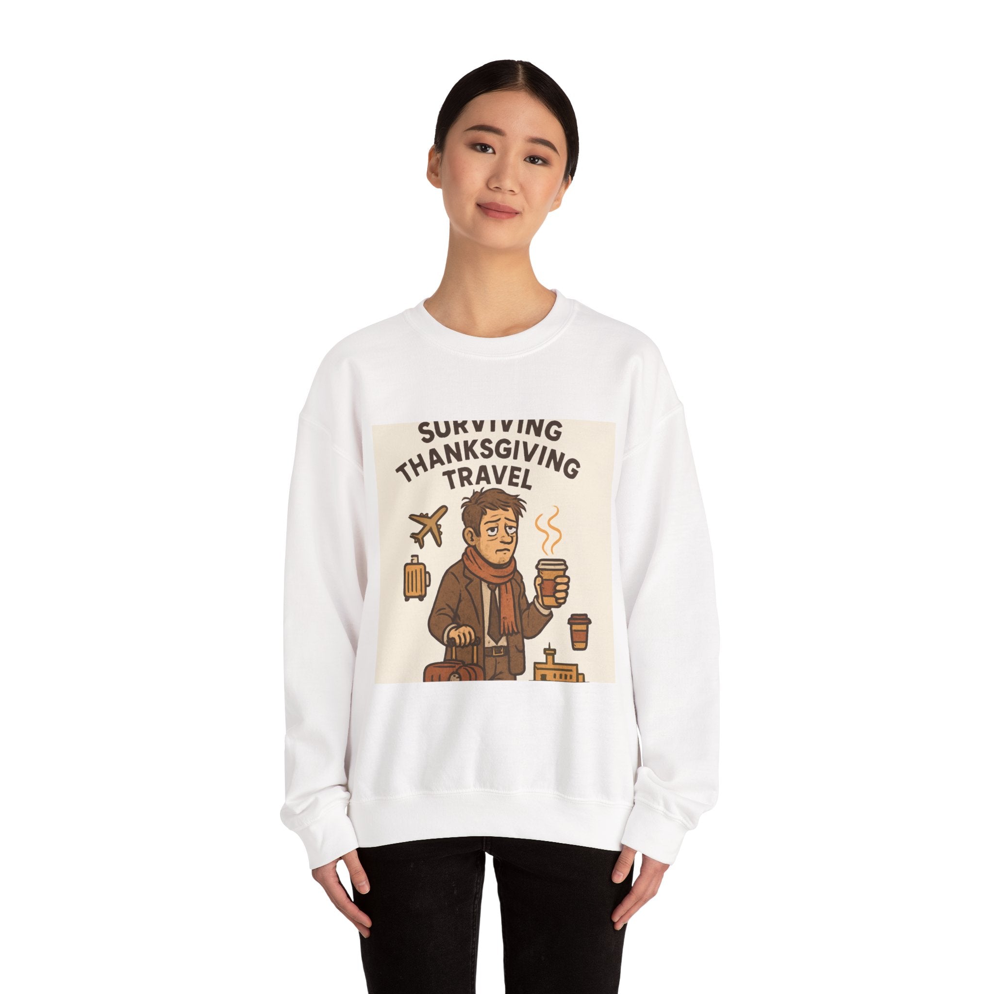 Thanksgiving Travel Sweatshirt — "Surviving Thanksgiving Travel" Crewneck