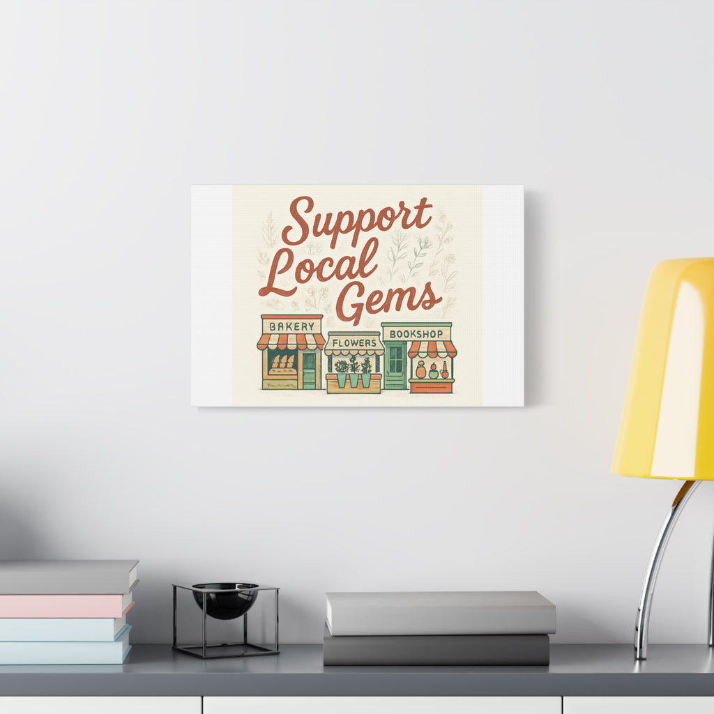 Support Local Gems Canvas Wall Art — Small Business Bakery Flowers Bookshop Print