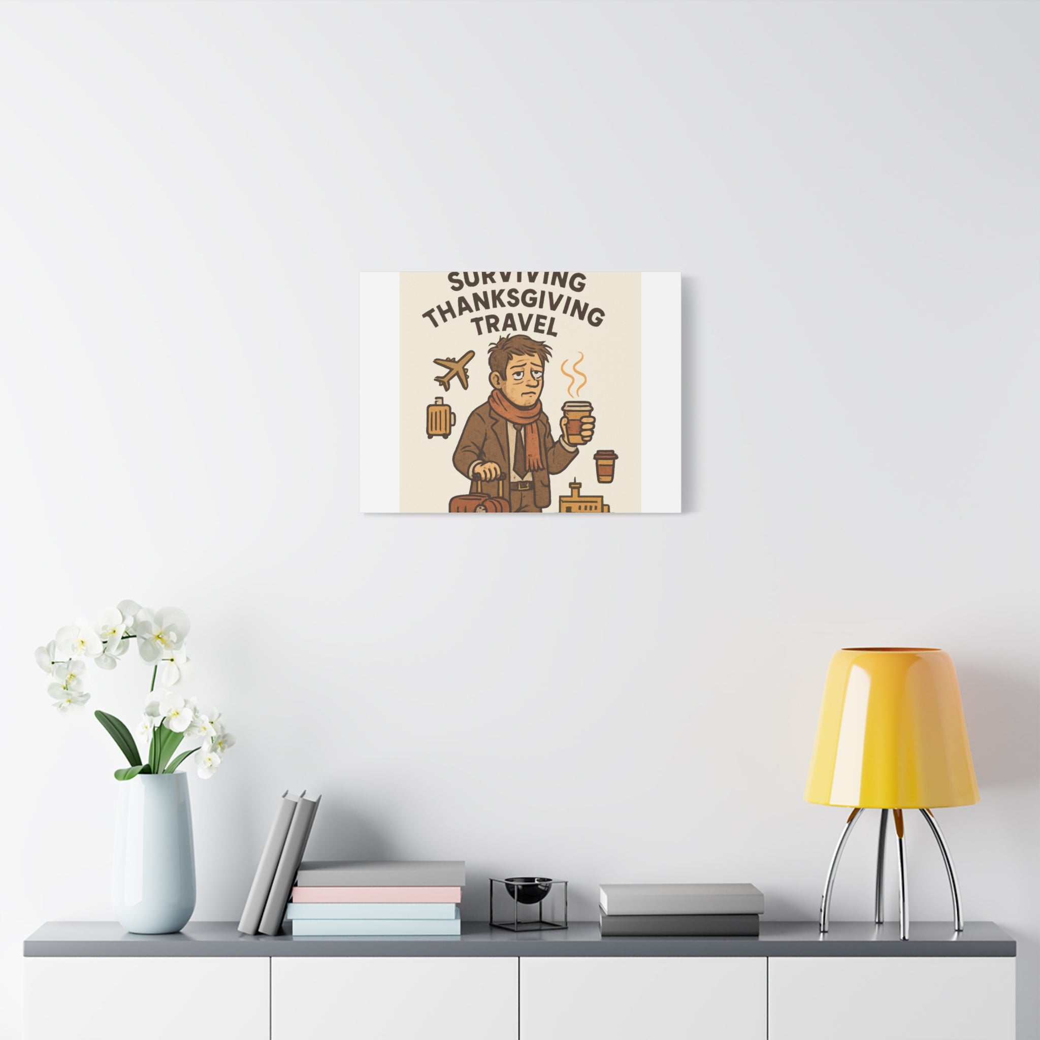 Surviving Thanksgiving Travel Canvas Art — Funny Travel Humor Wall Decor