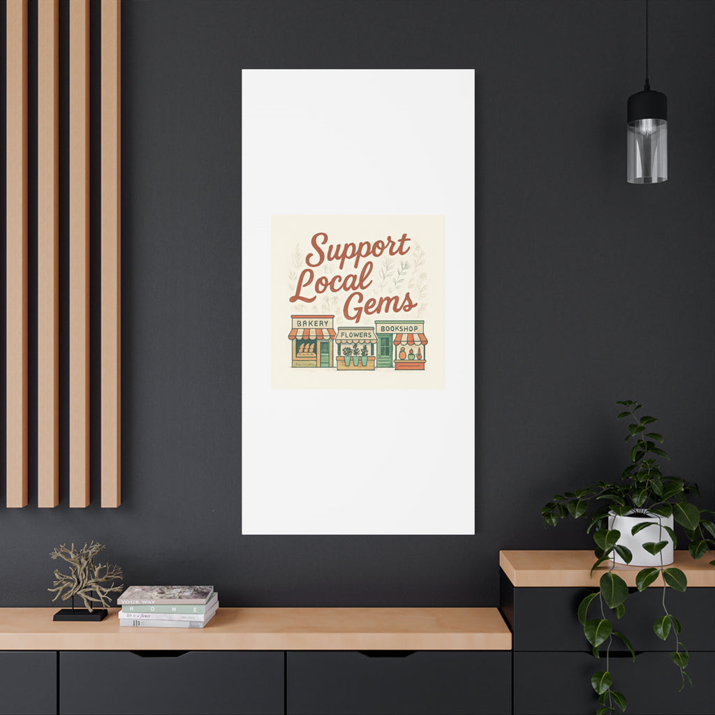 Support Local Gems Canvas Wall Art — Small Business Bakery Flowers Bookshop Print