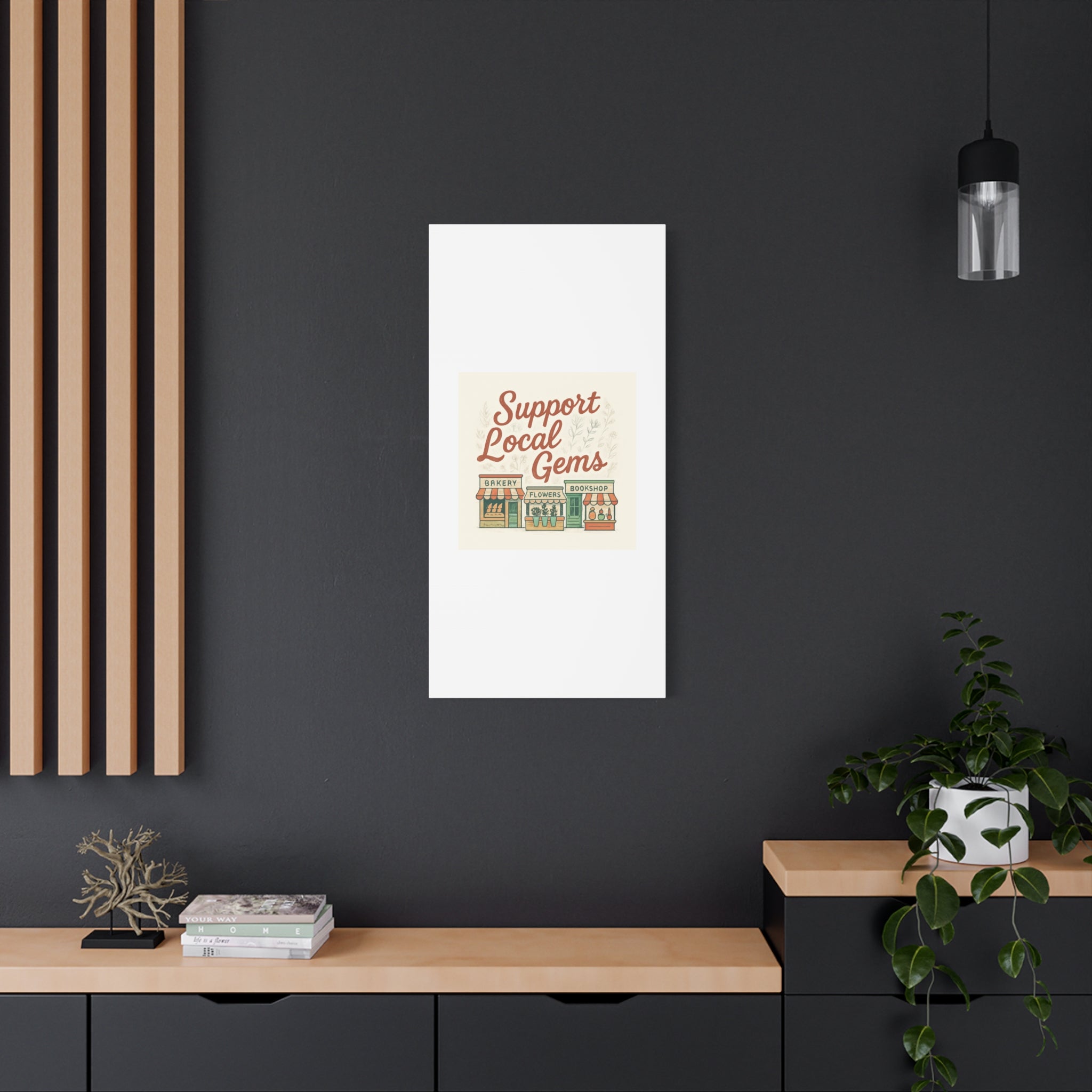 Support Local Gems Canvas Wall Art — Small Business Bakery Flowers Bookshop Print