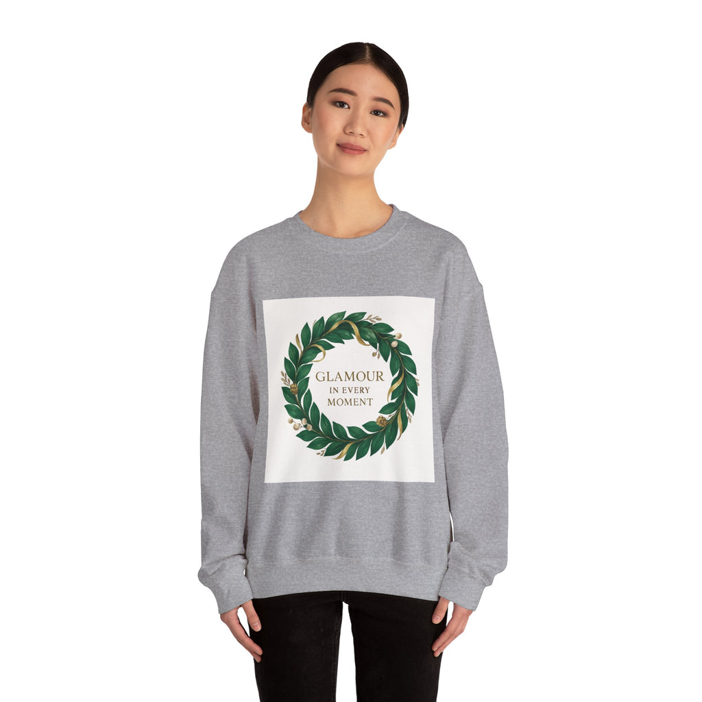 Crewneck Sweatshirt — "Glamour In Every Moment" Wreath Graphic