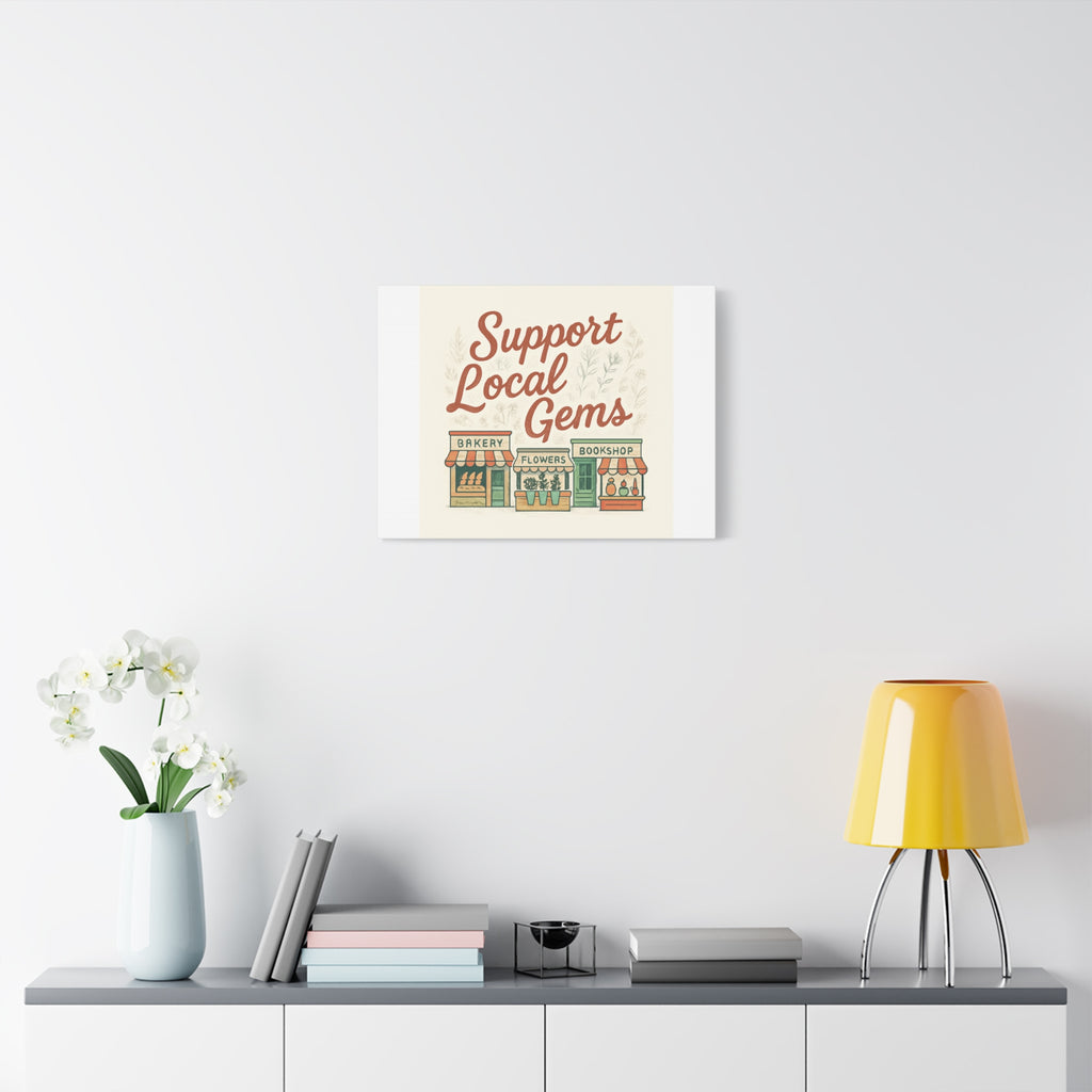Support Local Gems Canvas Wall Art — Small Business Bakery Flowers Bookshop Print