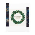 Canvas Wall Art - 'Glamour in Every Moment' Green Laurel Wreath