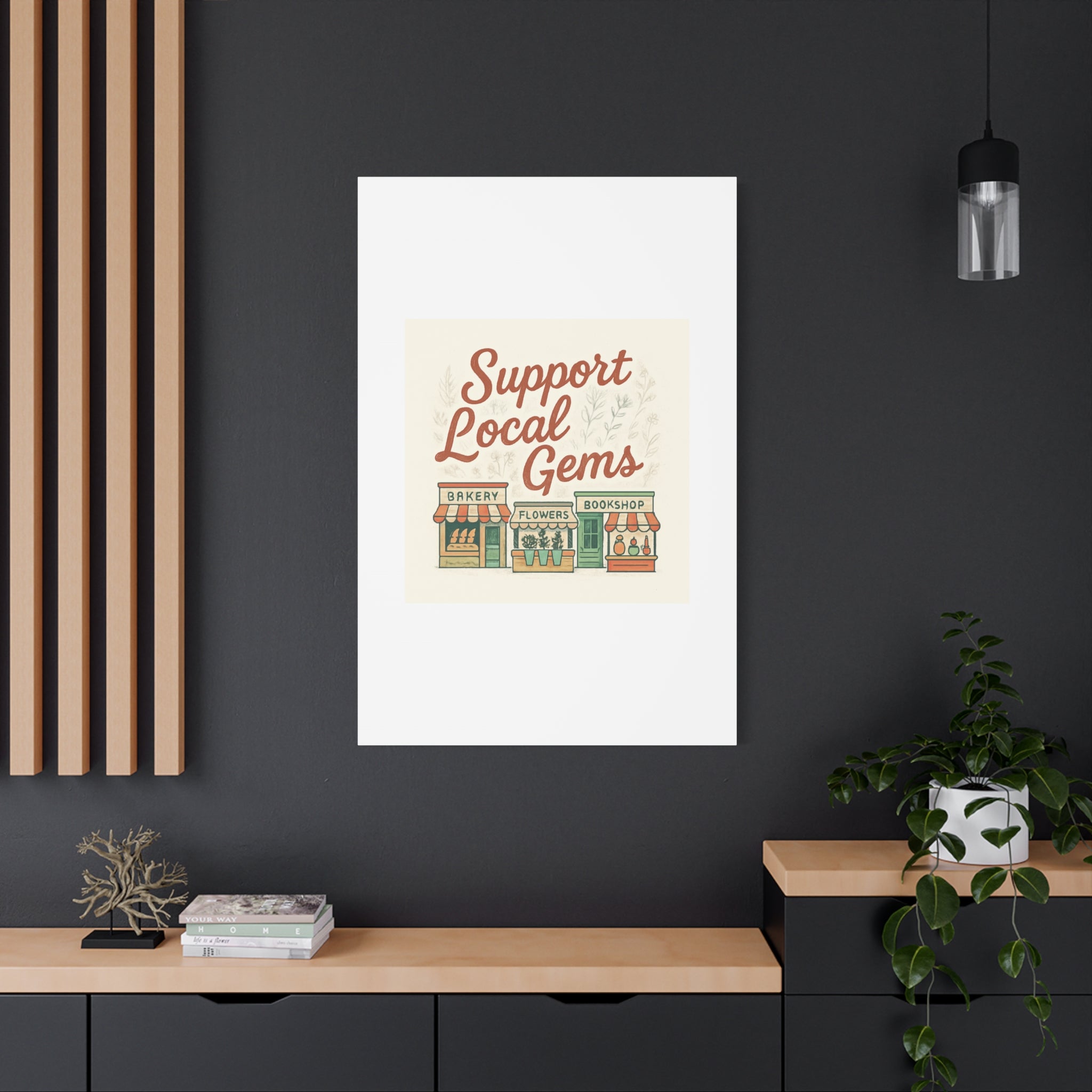 Support Local Gems Canvas Wall Art — Small Business Bakery Flowers Bookshop Print
