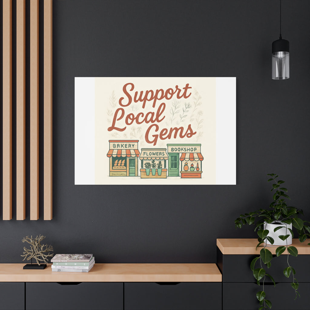 Support Local Gems Canvas Wall Art — Small Business Bakery Flowers Bookshop Print