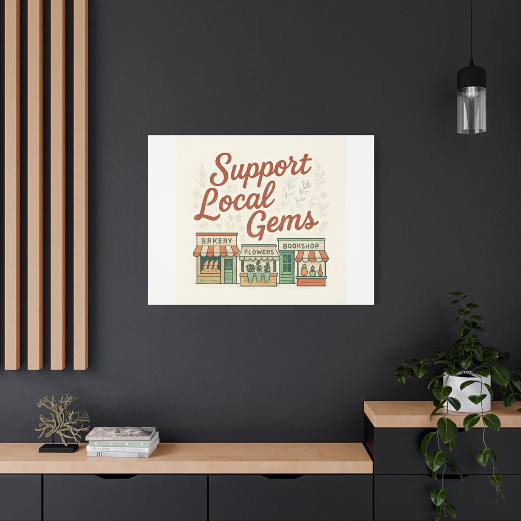 Support Local Gems Canvas Wall Art — Small Business Bakery Flowers Bookshop Print