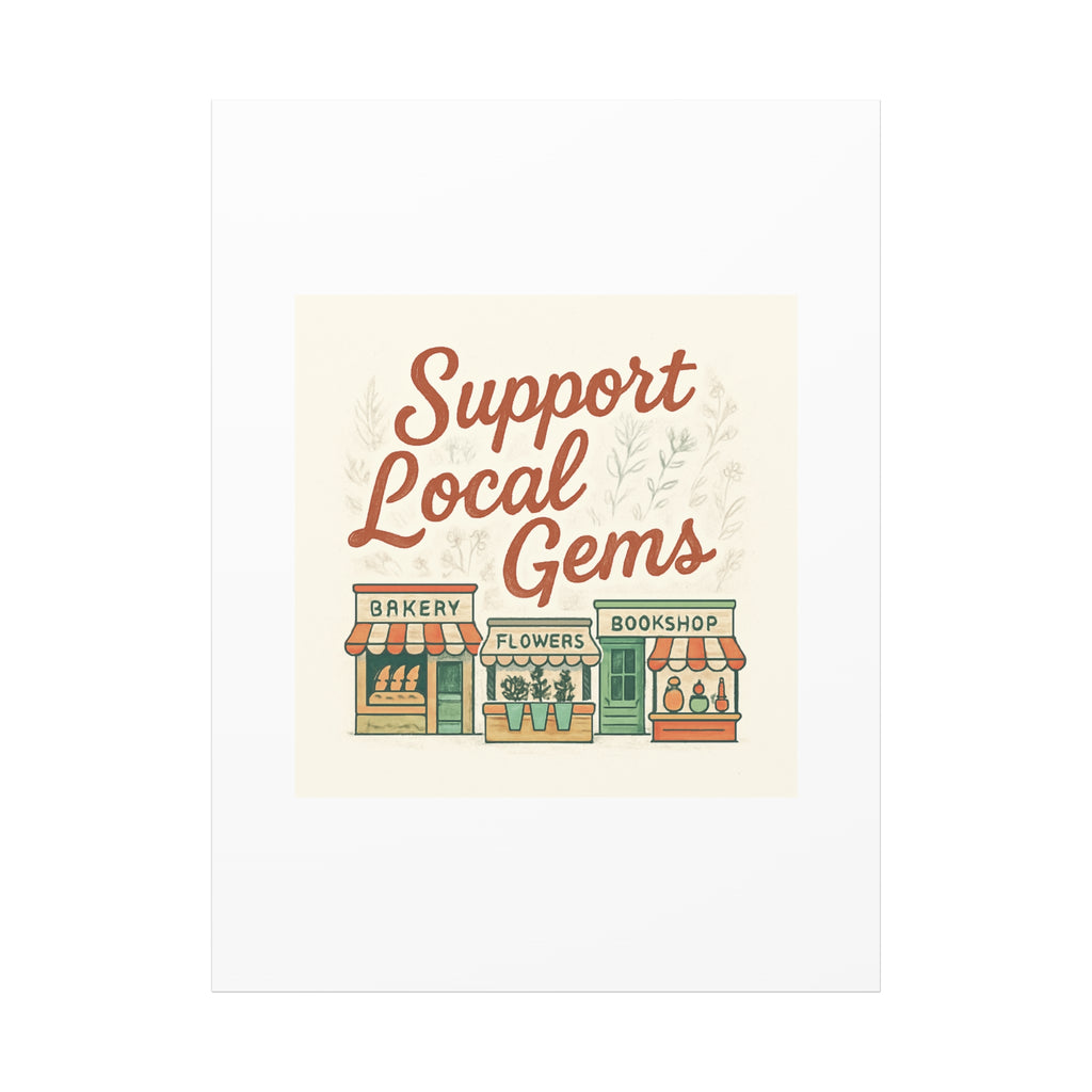 Support Local Gems Canvas Wall Art — Small Business Bakery Flowers Bookshop Print