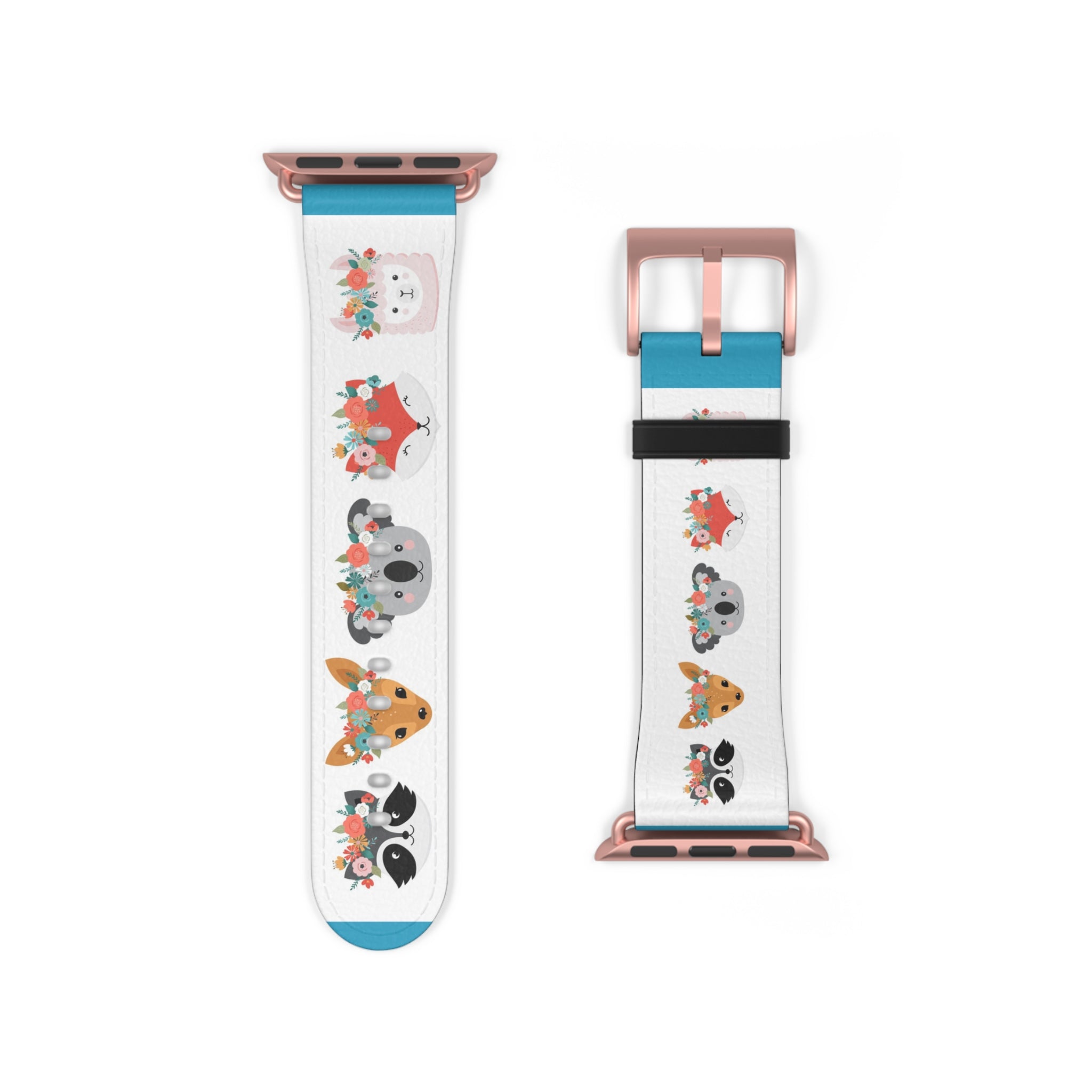 Cute Woodland Animals Watch Band — Floral Fox, Koala & Raccoon Apple Watch Strap
