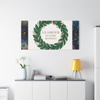 Canvas Wall Art - 'Glamour in Every Moment' Green Laurel Wreath
