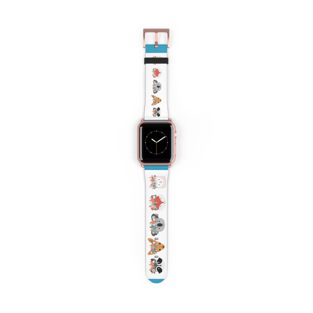 Cute Woodland Animals Watch Band — Floral Fox, Koala & Raccoon Apple Watch Strap