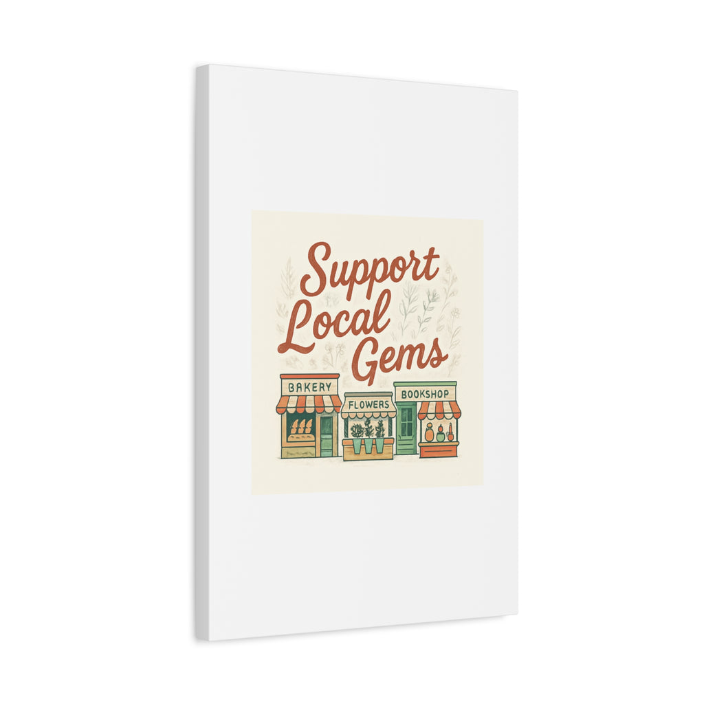 Support Local Gems Canvas Wall Art — Small Business Bakery Flowers Bookshop Print
