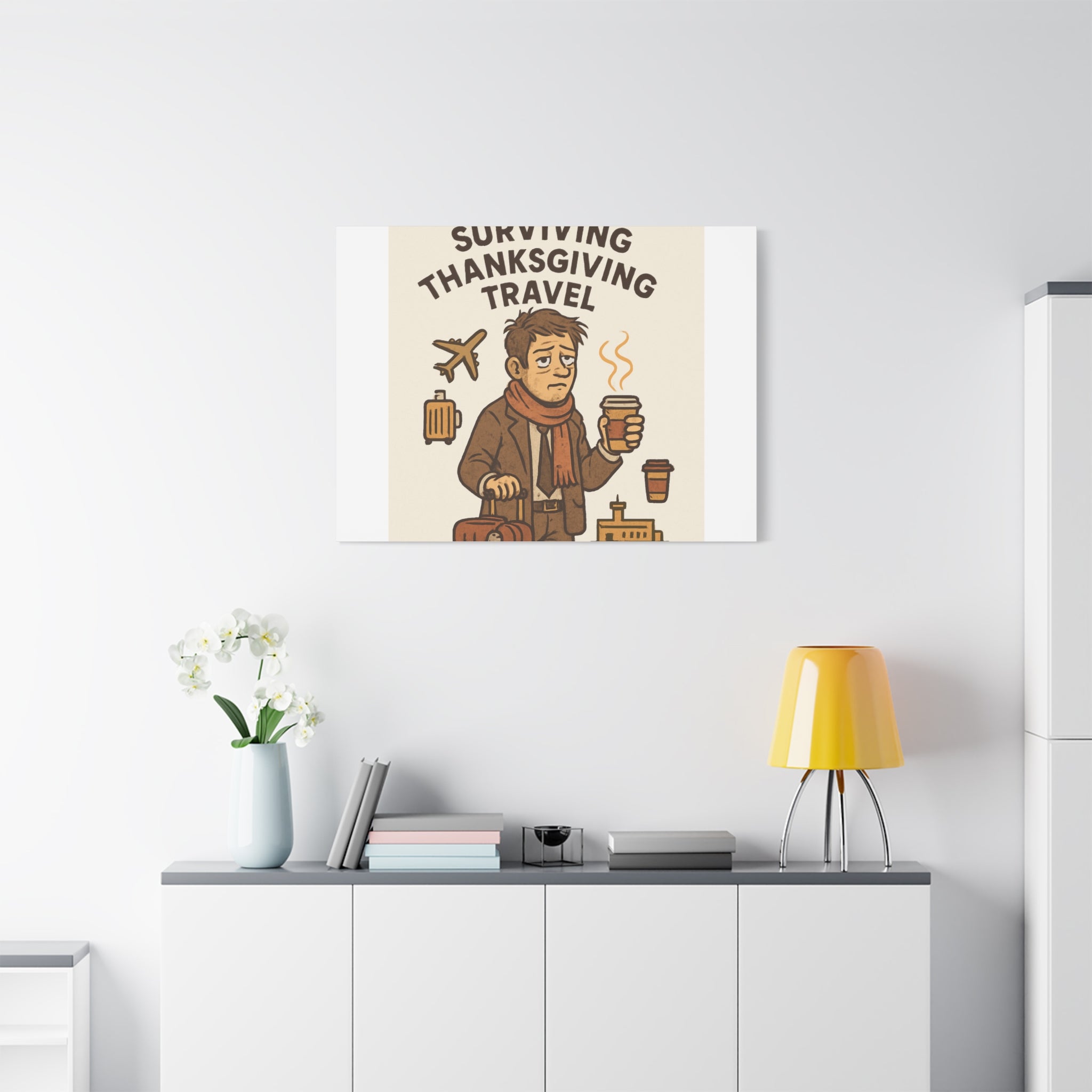 Surviving Thanksgiving Travel Canvas Art — Funny Travel Humor Wall Decor