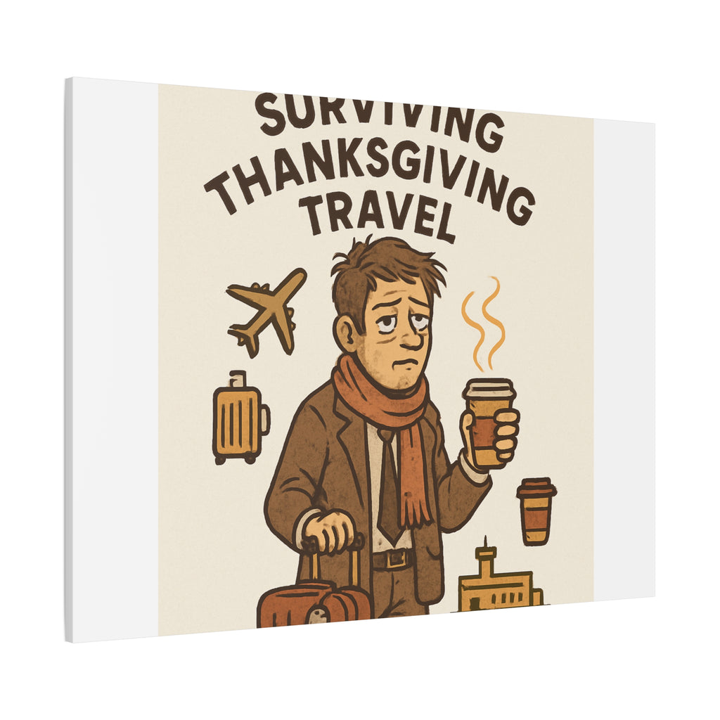 Surviving Thanksgiving Travel Canvas Art — Funny Travel Humor Wall Decor