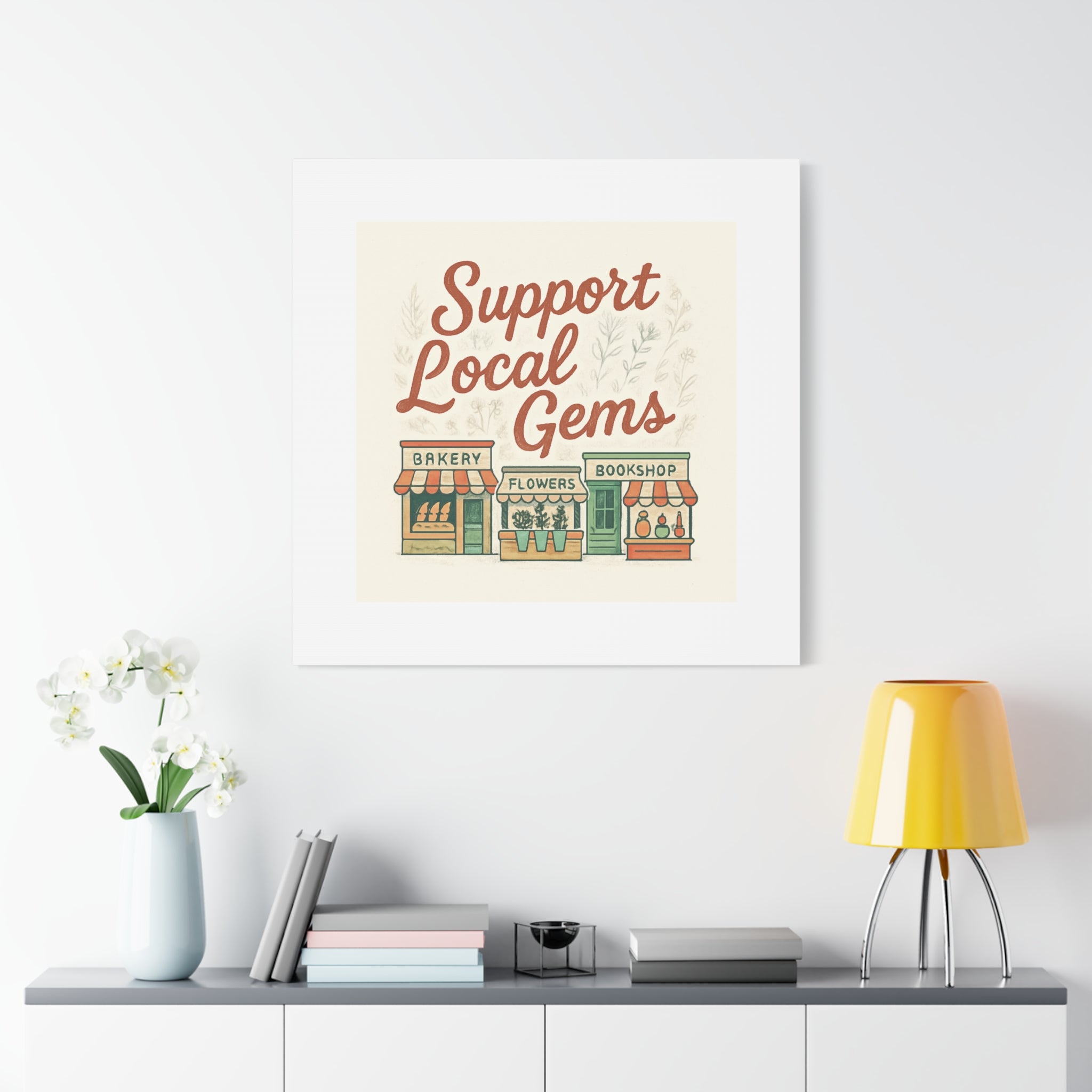 Support Local Gems Canvas Wall Art — Small Business Bakery Flowers Bookshop Print