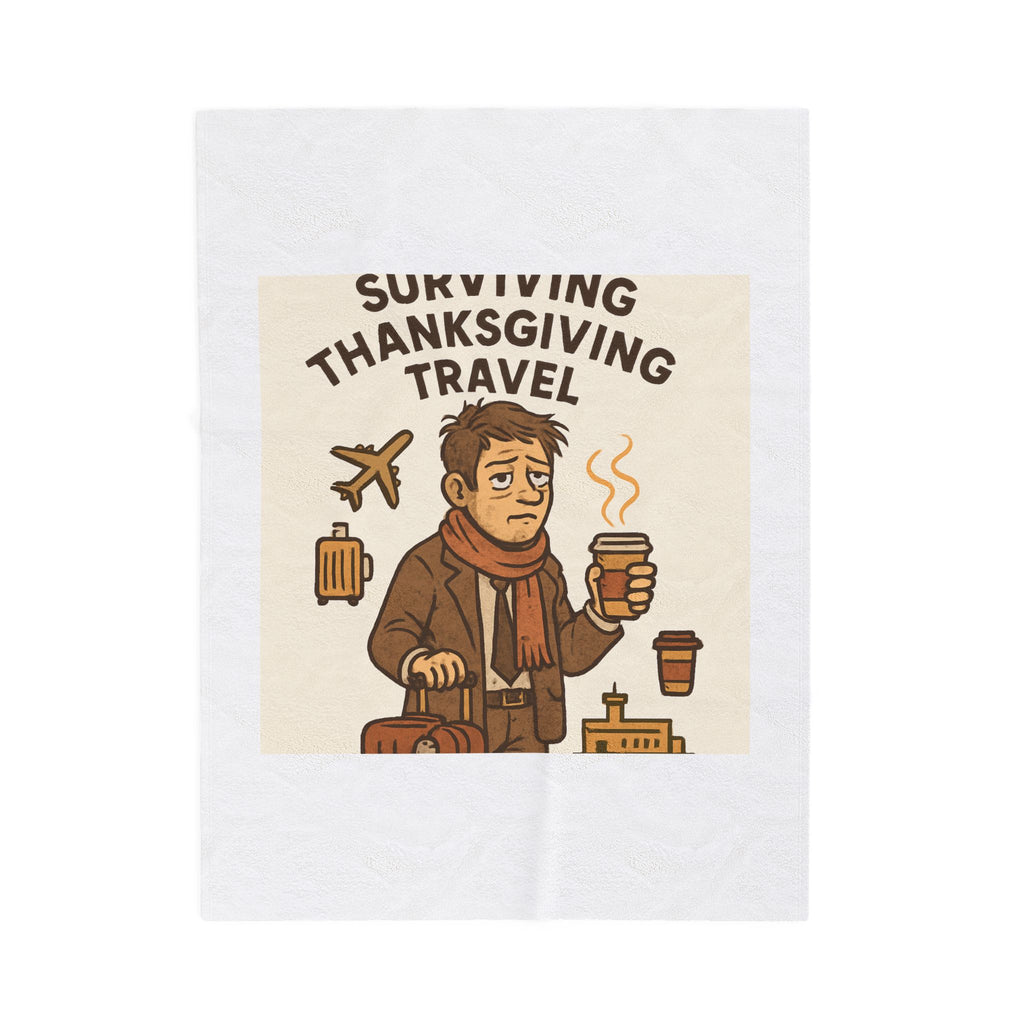Velveteen Blanket — "Surviving Thanksgiving Travel" Cozy Holiday Travel Throw