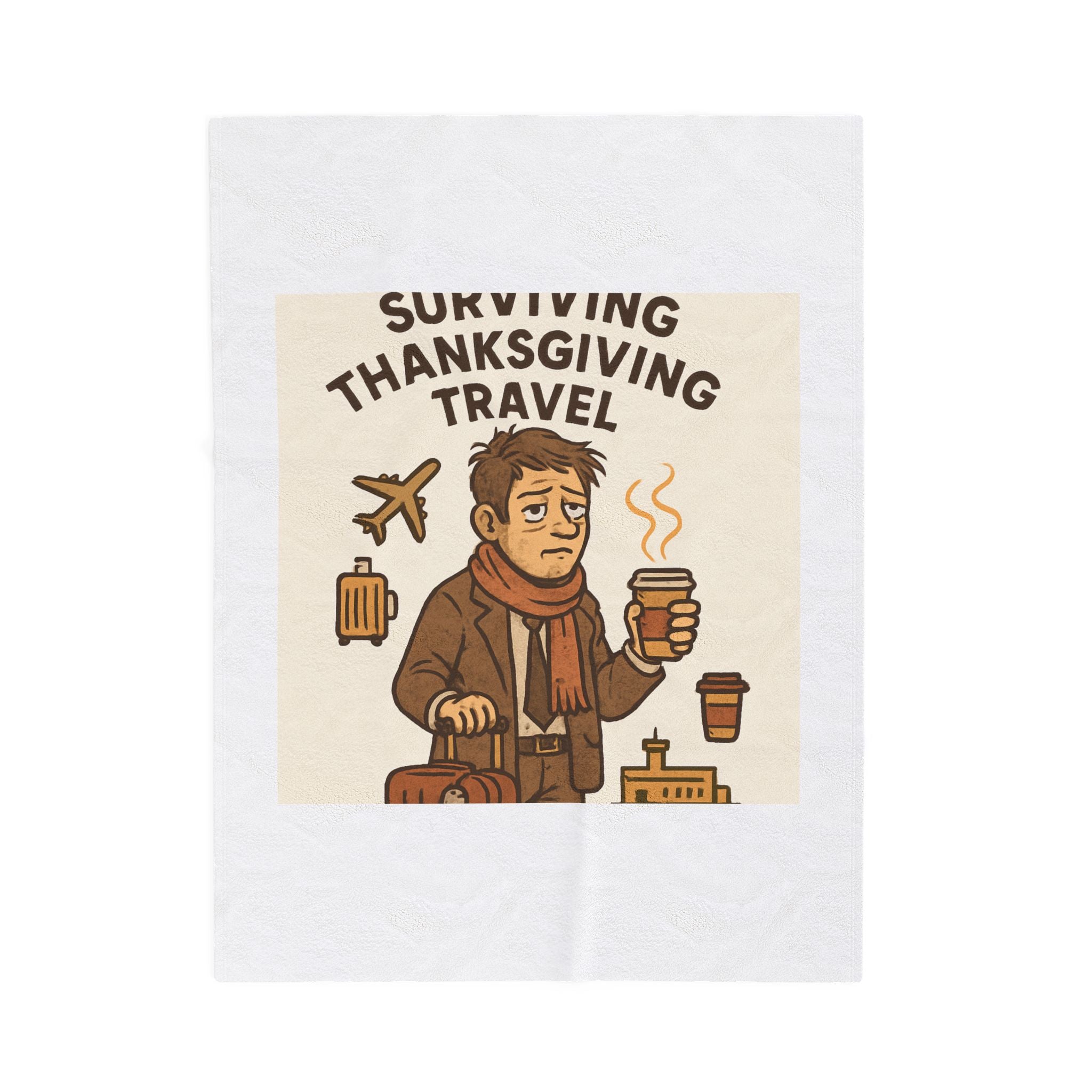 Velveteen Blanket — "Surviving Thanksgiving Travel" Cozy Holiday Travel Throw